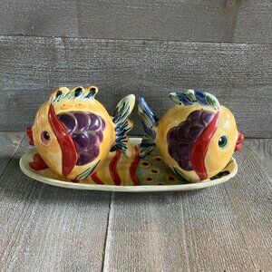 Under the sea hand painted salt and pepper set